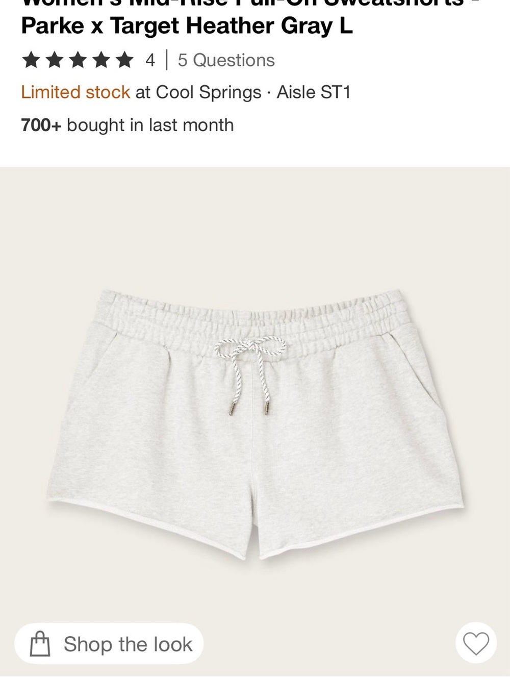 Parke x Target Mid-Rise Pull-On Sweatshorts - Gray L